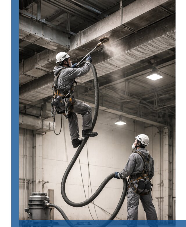 Обеспыливание потолочных конструкций в Магадане промышленным альпинизмом