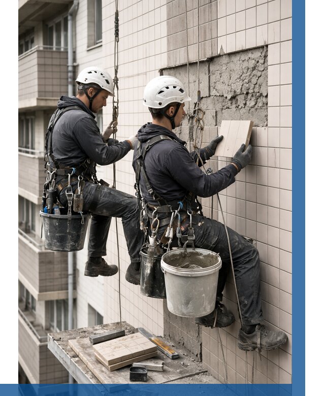 Ремонт облицовки фасада плиткой в Магадане от 1840 р. | ВЫСОТНИК-Мгд