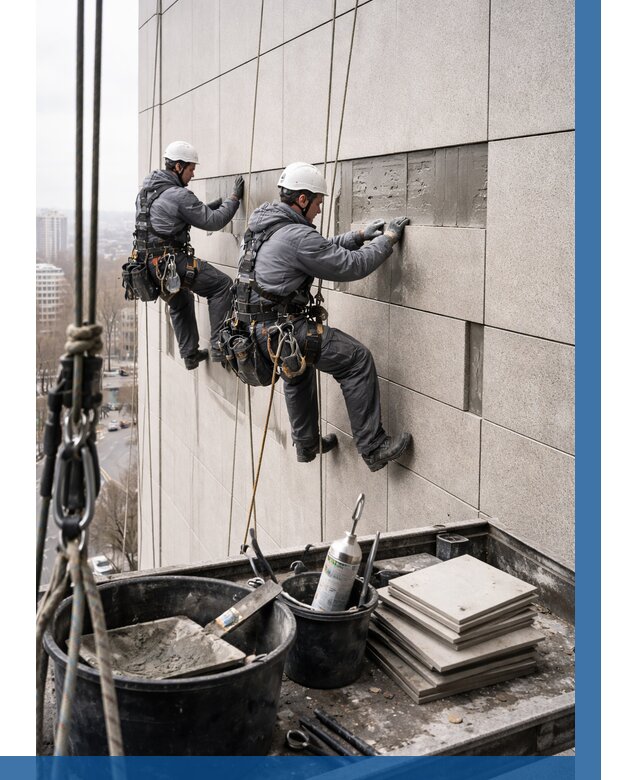 Ремонт фасада из керамогранита в Магадане от 2556 р. | ВЫСОТНИК-Мгд