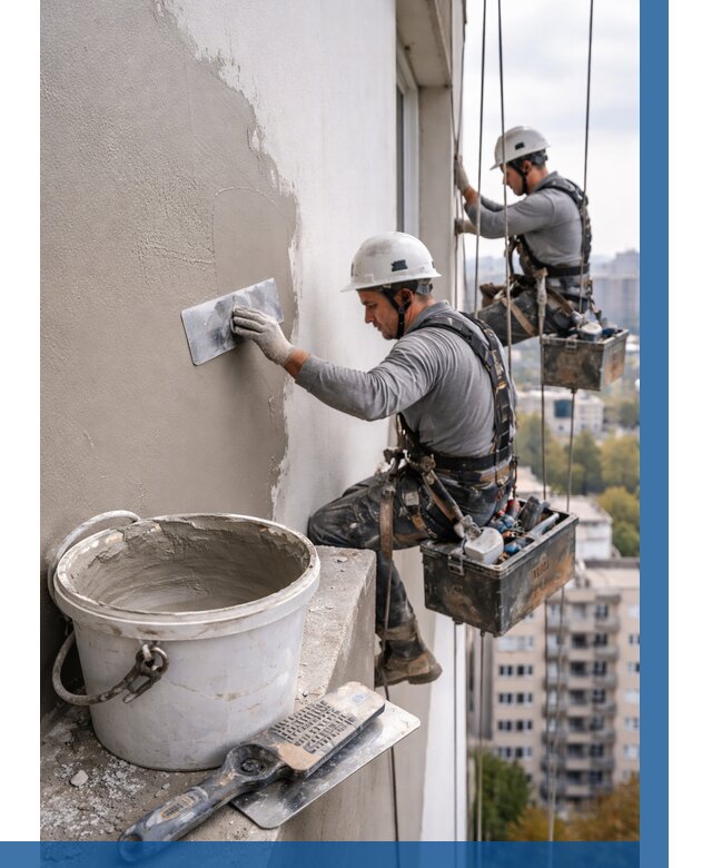 Шпаклевка фасада на высоте в Магадане от 716 р. | ВЫСОТНИК-Мгд