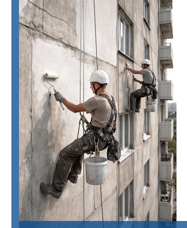 Покраска бетонного фасада в Магадане для жилых и промышленных объектов