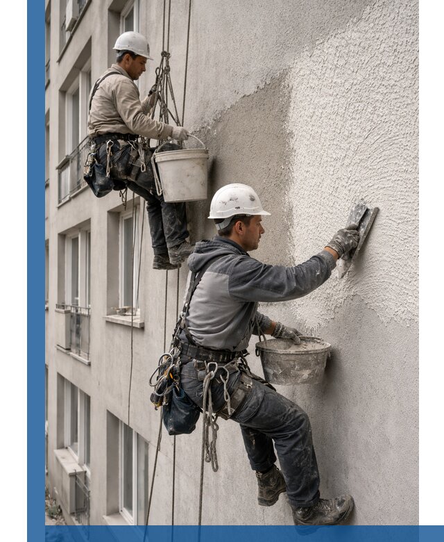 Нанесение декоративной штукатурки короед на фасад в Магадане