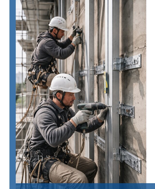 Монтаж и крепление подсистемы вентфасада в Магадане