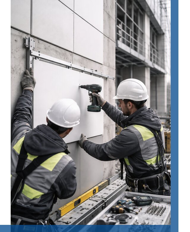 Монтаж композитных панелей фасада в Магадане от 2556 р. | ВЫСОТНИК-Мгд