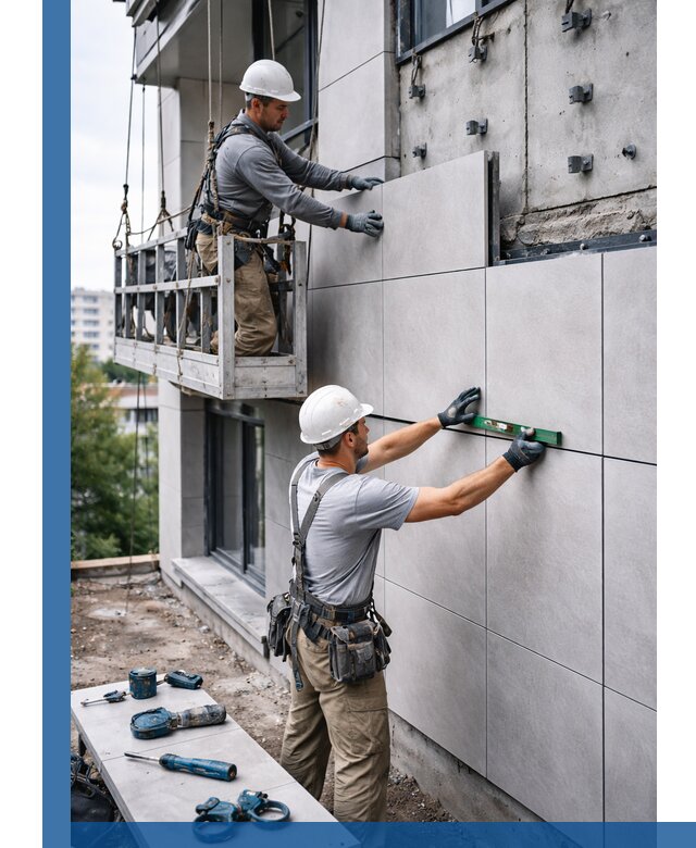 Монтаж керамогранита на фасад в Магадане под ключ с гарантией качества