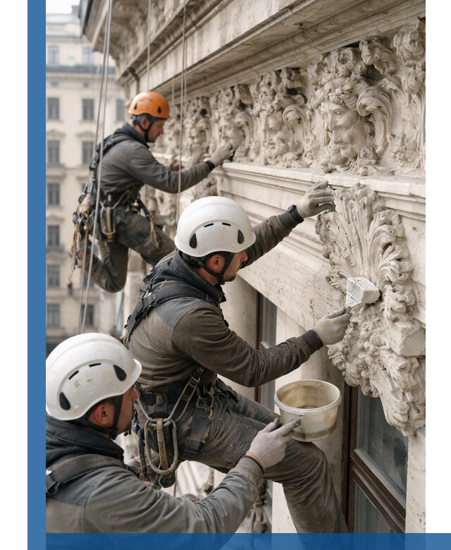 Реставрация фасадной лепнины с высотными работами в Магадане