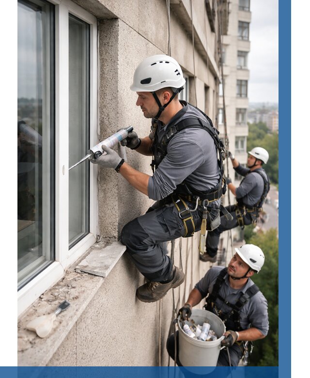 Герметизация оконных швов снаружи в Магадане от 1533 р. | ВЫСОТНИК-Мгд