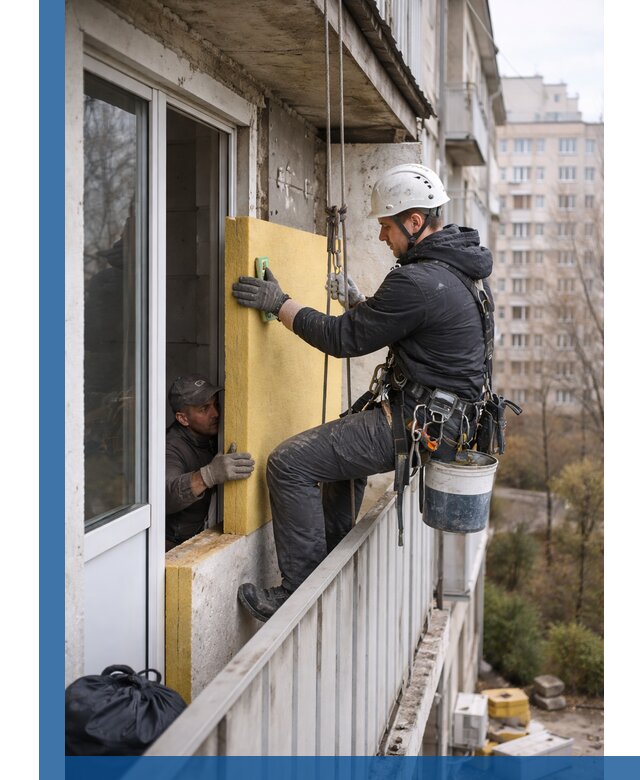 Профессиональное утепление балкона снаружи в Магадане под ключ