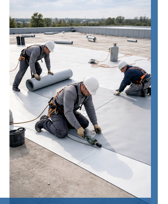 Монтаж мембранной кровли под ключ в Магадане от 1227 р. | ВЫСОТНИК-Мгд