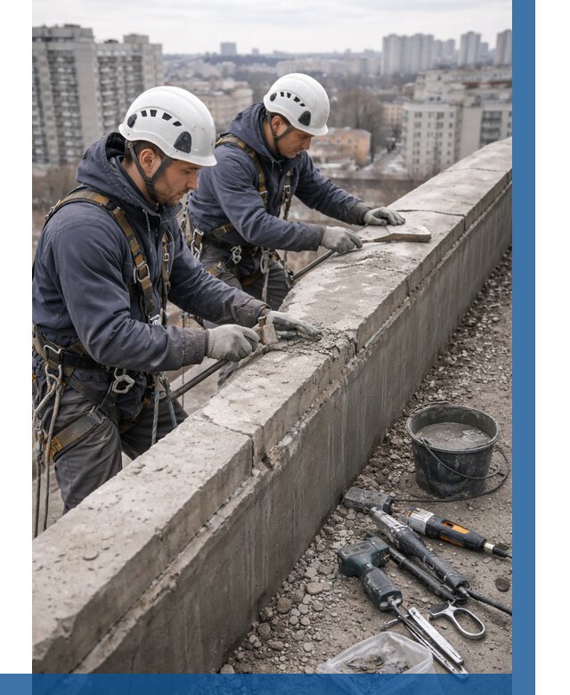 Ремонт парапета на кровле в Магадане от 1533 р. | ВЫСОТНИК-Мгд