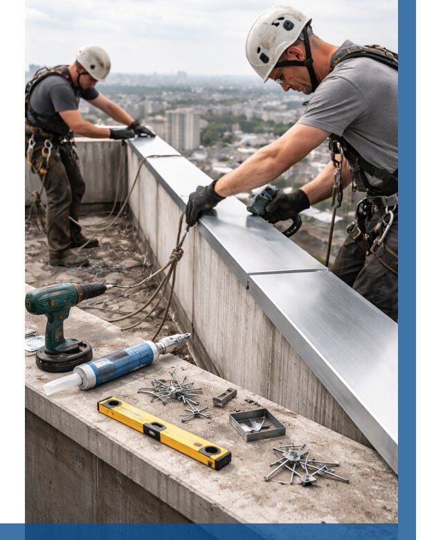 Монтаж парапетных крышек в Магадане от 818 р. | ВЫСОТНИК-Мгд