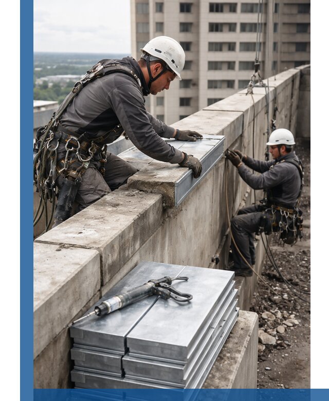Замена парапетных крышек и установка новых в Магадане