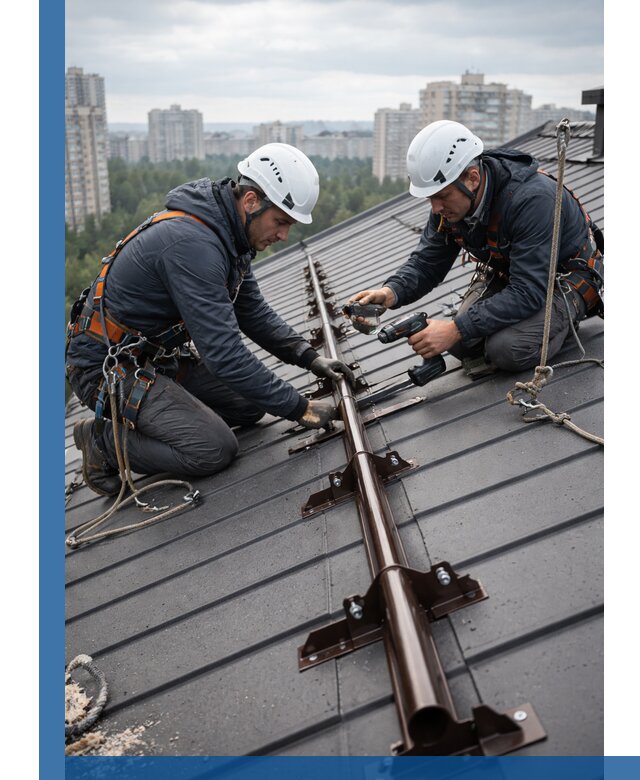 Монтаж снегозадержателей на кровле зданий в Магадане под ключ