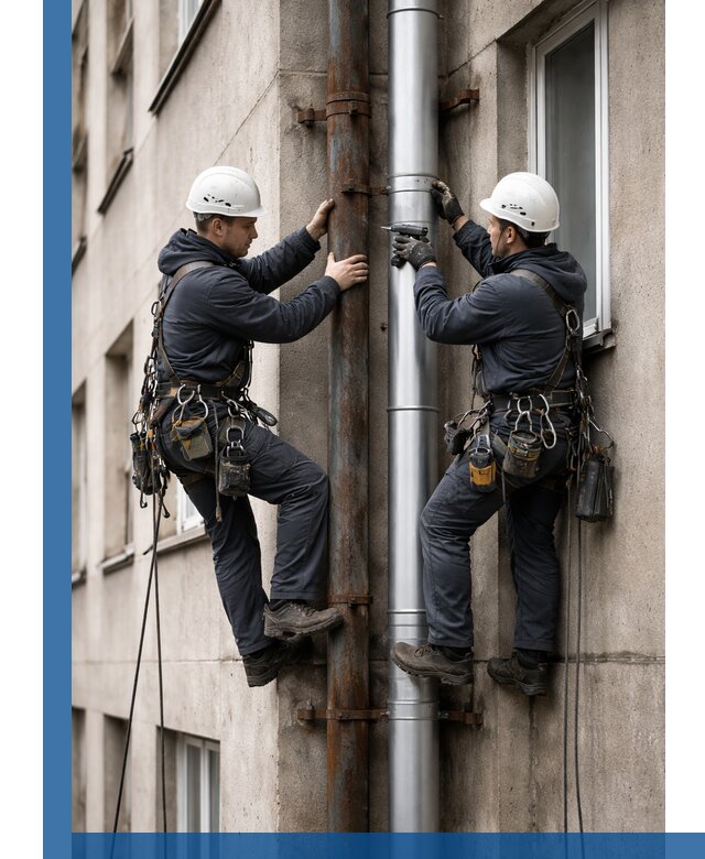 Замена водосточных труб в Магадане: монтаж и демонтаж под ключ