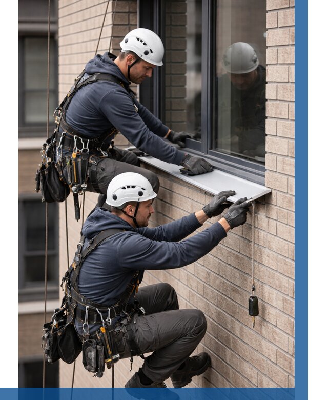 Монтаж оконных отливов под ключ в Магадане от 3578 р. | ВЫСОТНИК-Мгд