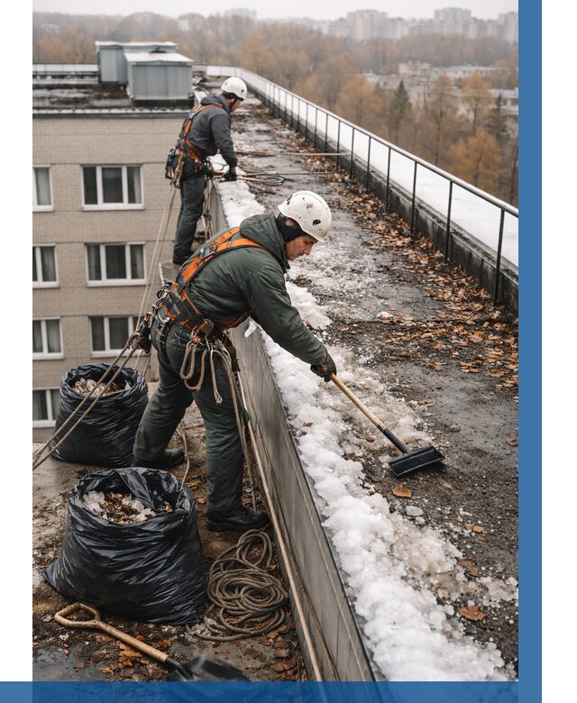 Очистка кровли по периметру в Магадане от 562 р. | ВЫСОТНИК-Мгд