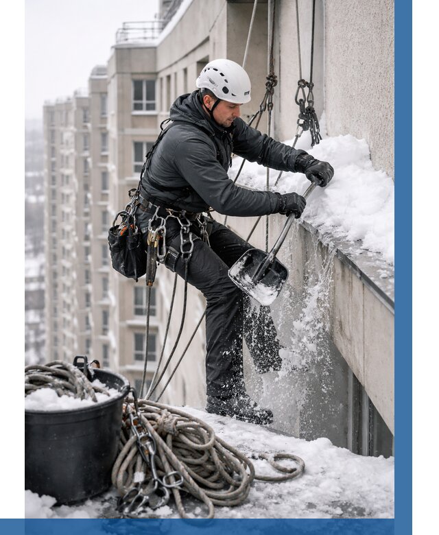 Очистка карнизов от снега в Магадане от 307 р. | ВЫСОТНИК-Мгд