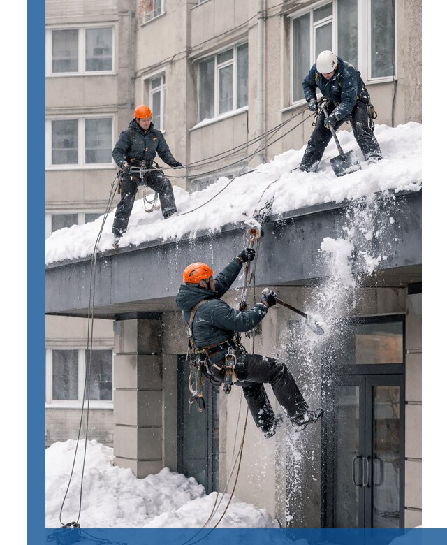 Безопасная очистка навесов от снега в Магадане круглогодично