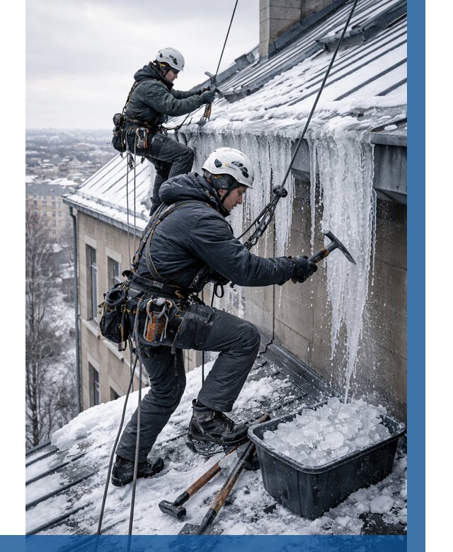 Удаление наледи с кровли в Магадане от 5623 р. | ВЫСОТНИК-Мгд