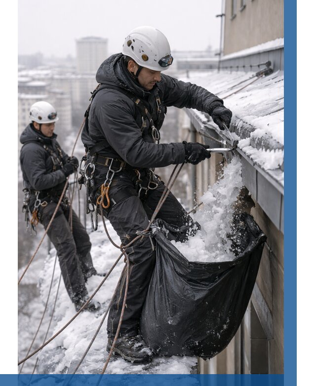 Аварийная очистка крыши в Магадане под ключ от 307 р. | ВЫСОТНИК-Мгд