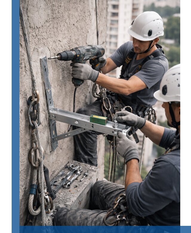 Установка кронштейнов кондиционера и крепежа в Магадане