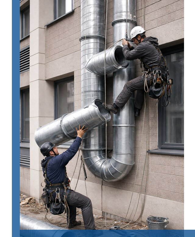 Монтаж фасадных воздуховодов в Магадане с герметизацией и крепежом