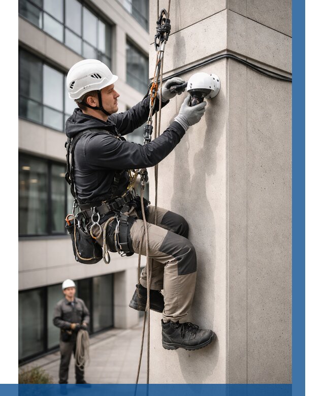 Монтаж камер видеонаблюдения на фасаде в Магадане от 8690 р.-ВЫСОТНИК-Мгд