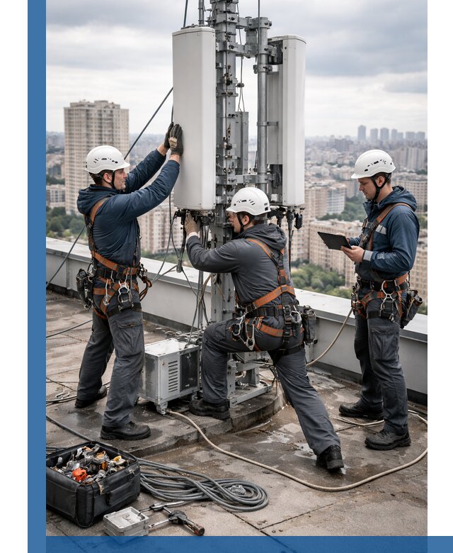 Монтаж антенн связи на крыше в Магадане с вводом в эксплуатацию