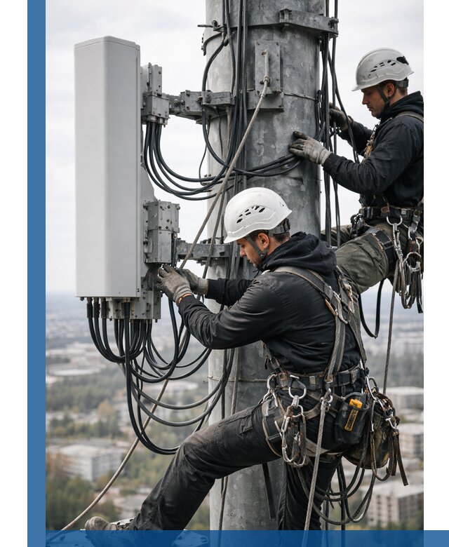 Монтаж оборудования связи на мачте в Магадане с пусконаладкой