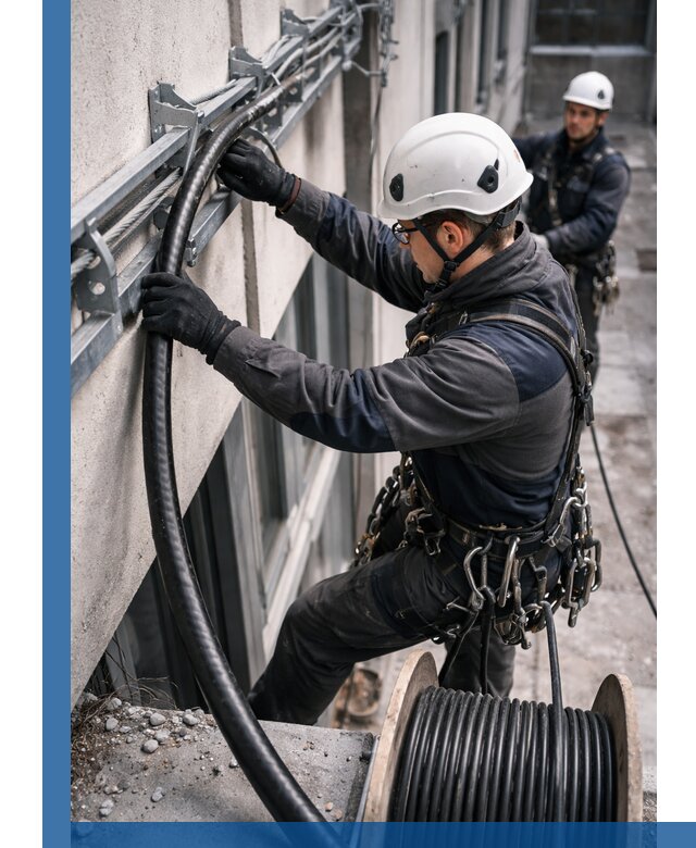 Протяжка кабеля питания на высоте в Магадане с гарантией безопасности и качества