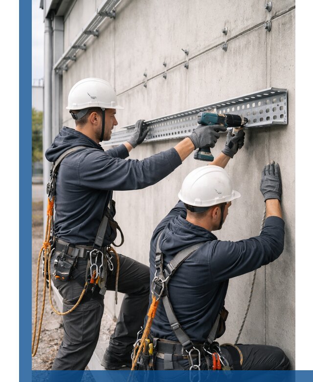 Монтаж кабельных лотков на фасаде зданий в Магадане с гарантией