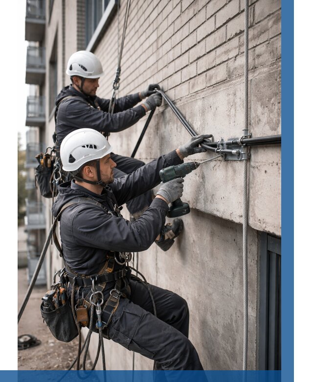 Крепление кабеля на фасаде в Магадане от 358 р. | ВЫСОТНИК-Мгд