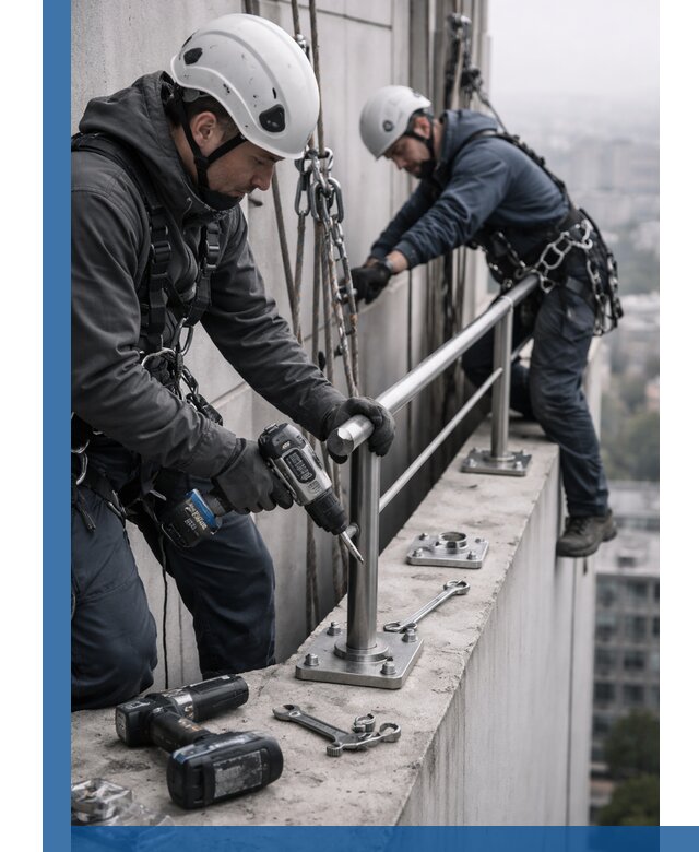 Монтаж перил на высоте в Магадане для жилых и промобъектов