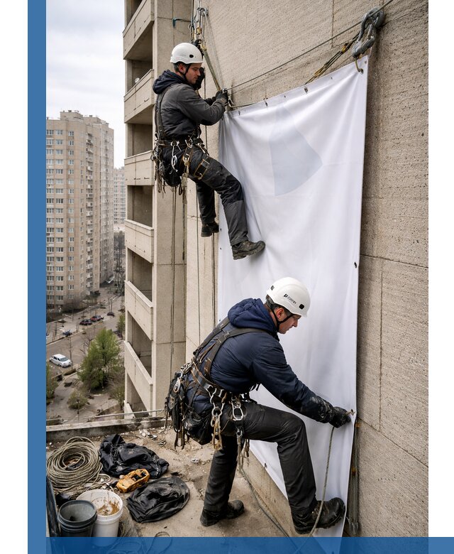 Профессиональный монтаж баннеров на фасаде в Магадане