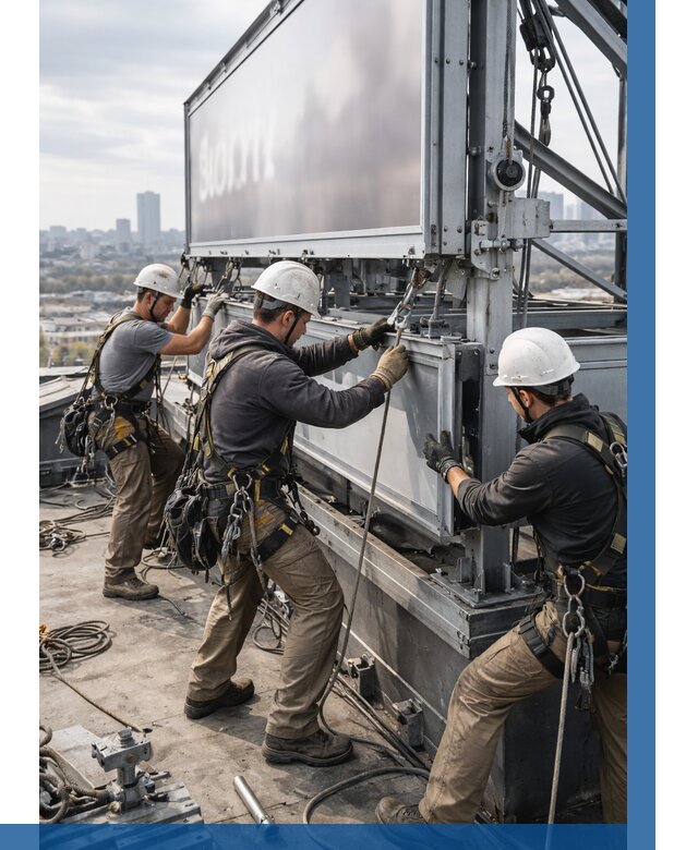 Монтаж крышной рекламной конструкции в Магадане от 61338 р.|ВЫСОТНИК-Мгд