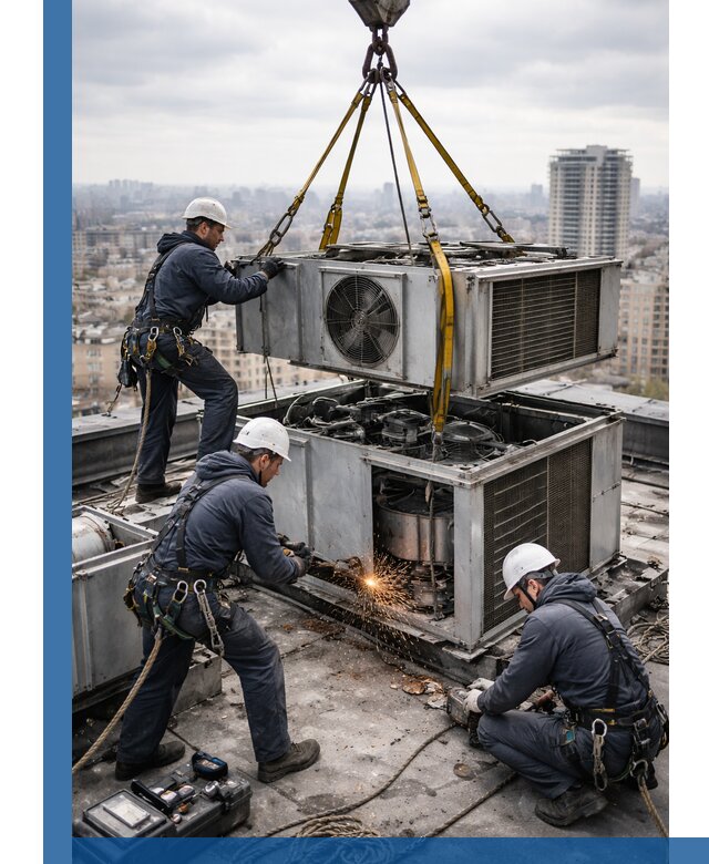 Демонтаж крышной установки в Магадане любой сложности