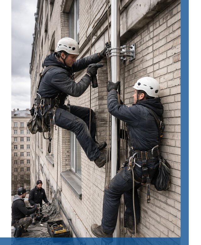 Монтаж флагштока на здании в Магадане от 6645 р. | ВЫСОТНИК-Мгд