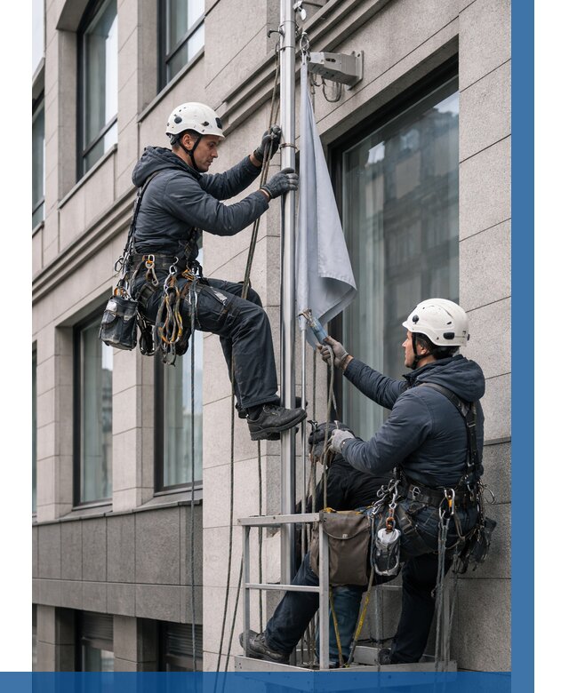 Установка флагов на фасаде в Магадане от 4600 р. | ВЫСОТНИК-Мгд