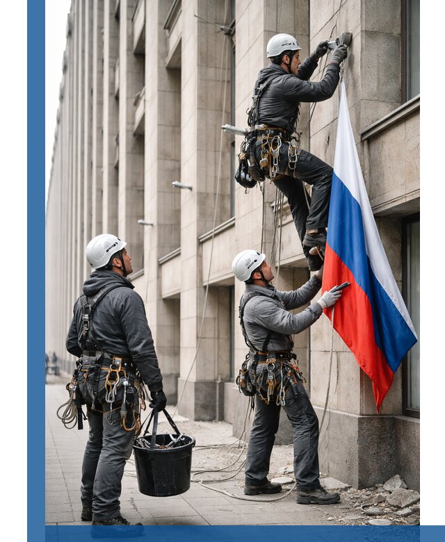 Профессиональная установка флагов на фасаде в Магадане