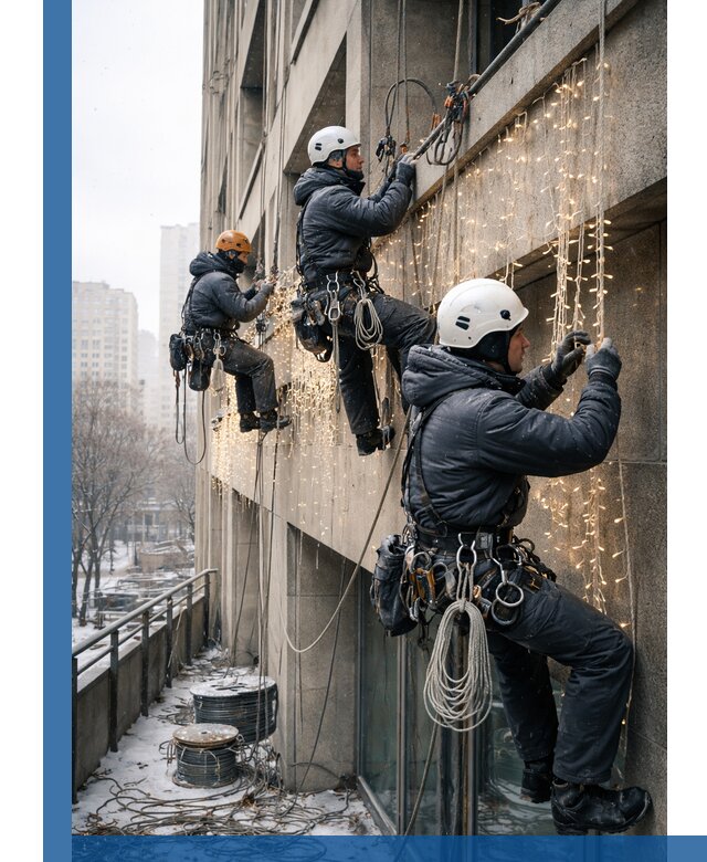 Монтаж новогодней иллюминации и украшение фасадов в Магадане