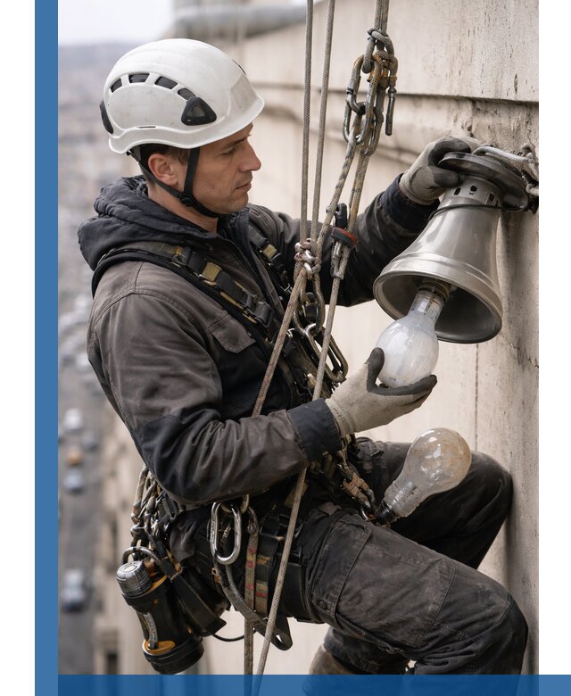 Замена ламп на высоте в Магадане профессионально и быстро