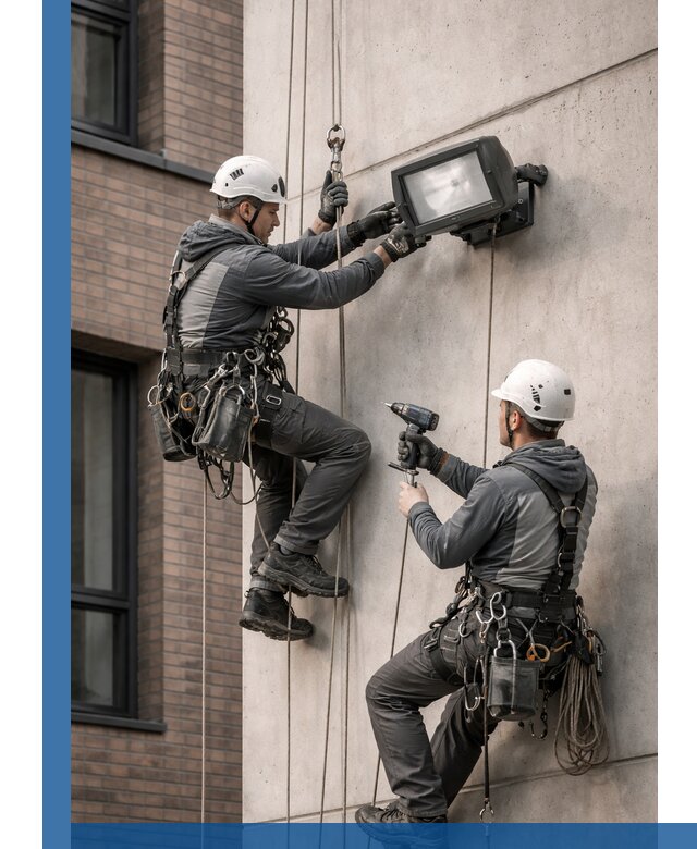 Профессиональный монтаж фасадных прожекторов в Магадане под ключ