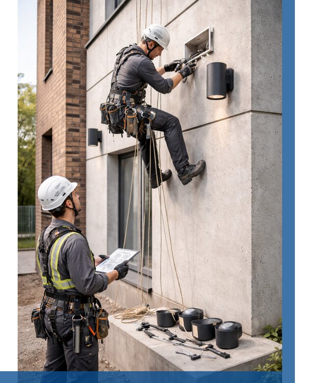 Монтаж фасадного освещения в Магадане от 2556 р. | ВЫСОТНИК-Мгд