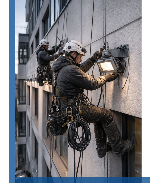 Монтаж фасадного освещения в Магадане установка и подключение