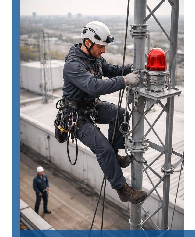 Монтаж заградительных огней и обслуживание объектов в Магадане