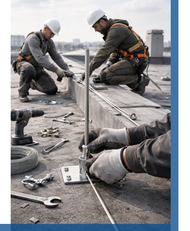 Монтаж молниезащиты на кровле в Магадане цена от 25558 р. | ВЫСОТНИК-Мгд