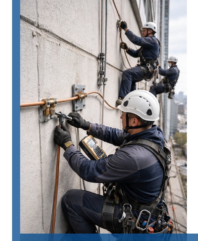 Монтаж системы заземления здания и молниезащиты в Магадане