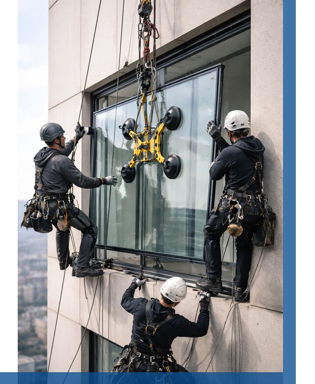 Монтаж стеклопакетов на высоте в Магадане от 3271 р. | ВЫСОТНИК-Мгд