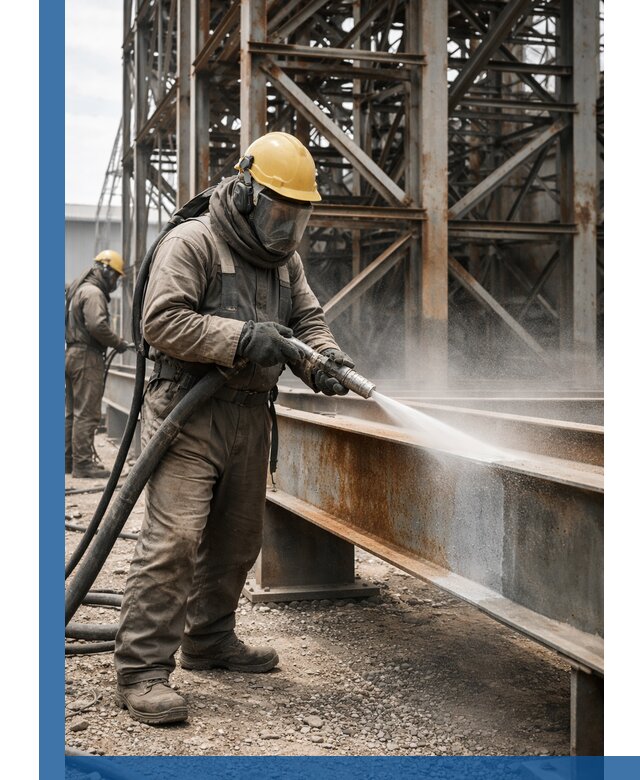 Пескоструйная очистка металлоконструкций в Магадане промышленная