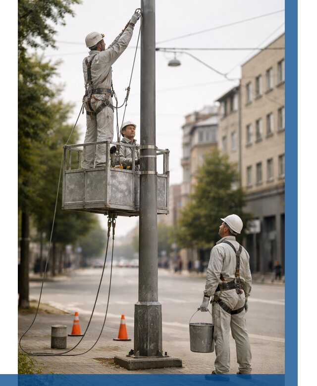 Покраска опор освещения в Магадане от 5112 р. | ВЫСОТНИК-Мгд